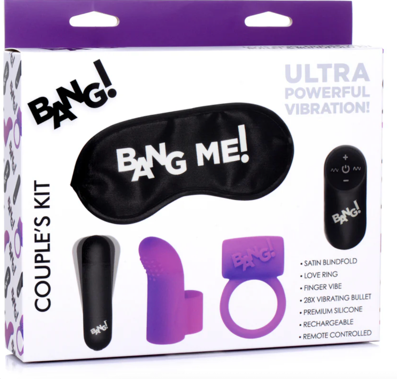 BANG! Finger and Vibrating Cock Ring Set With Blindfold BANG! Finger and Vibrating Cock Ring Set With Blindfold