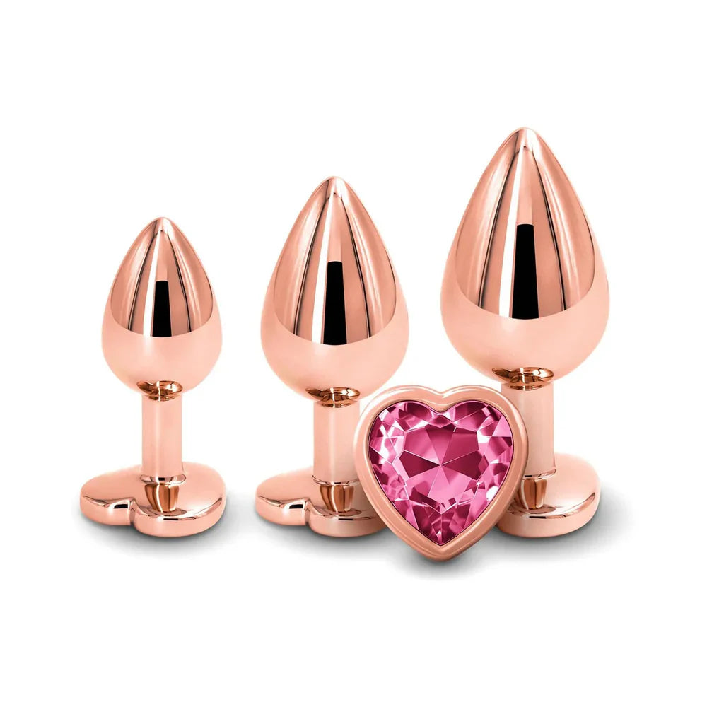 Corazón rosado de oro rosa Adán y Eva