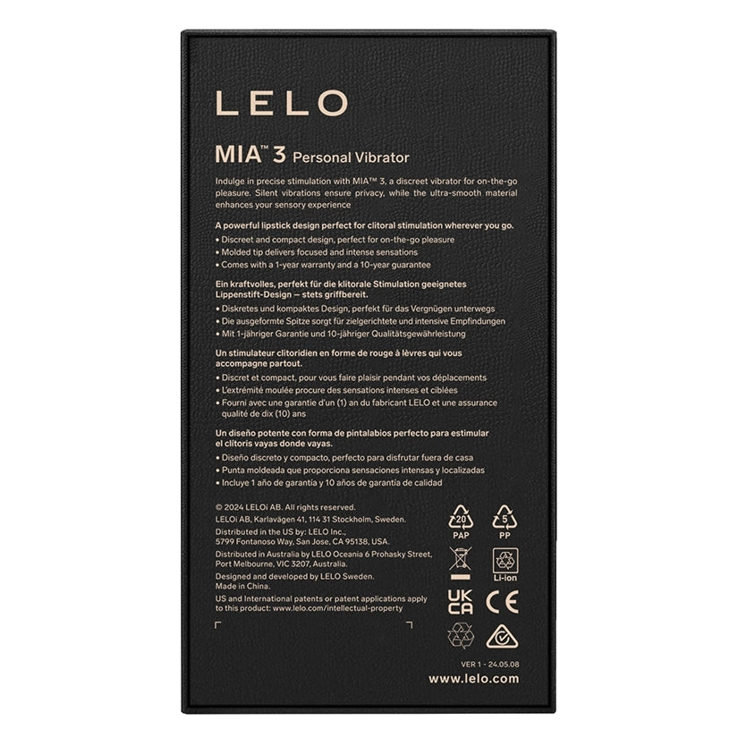 LELO MIA 3 Masajeador Personal con Forma de Lápiz Labial