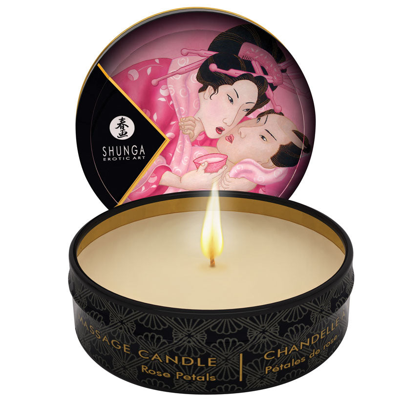 Shunga Mini Massage Candle-Rose Petals