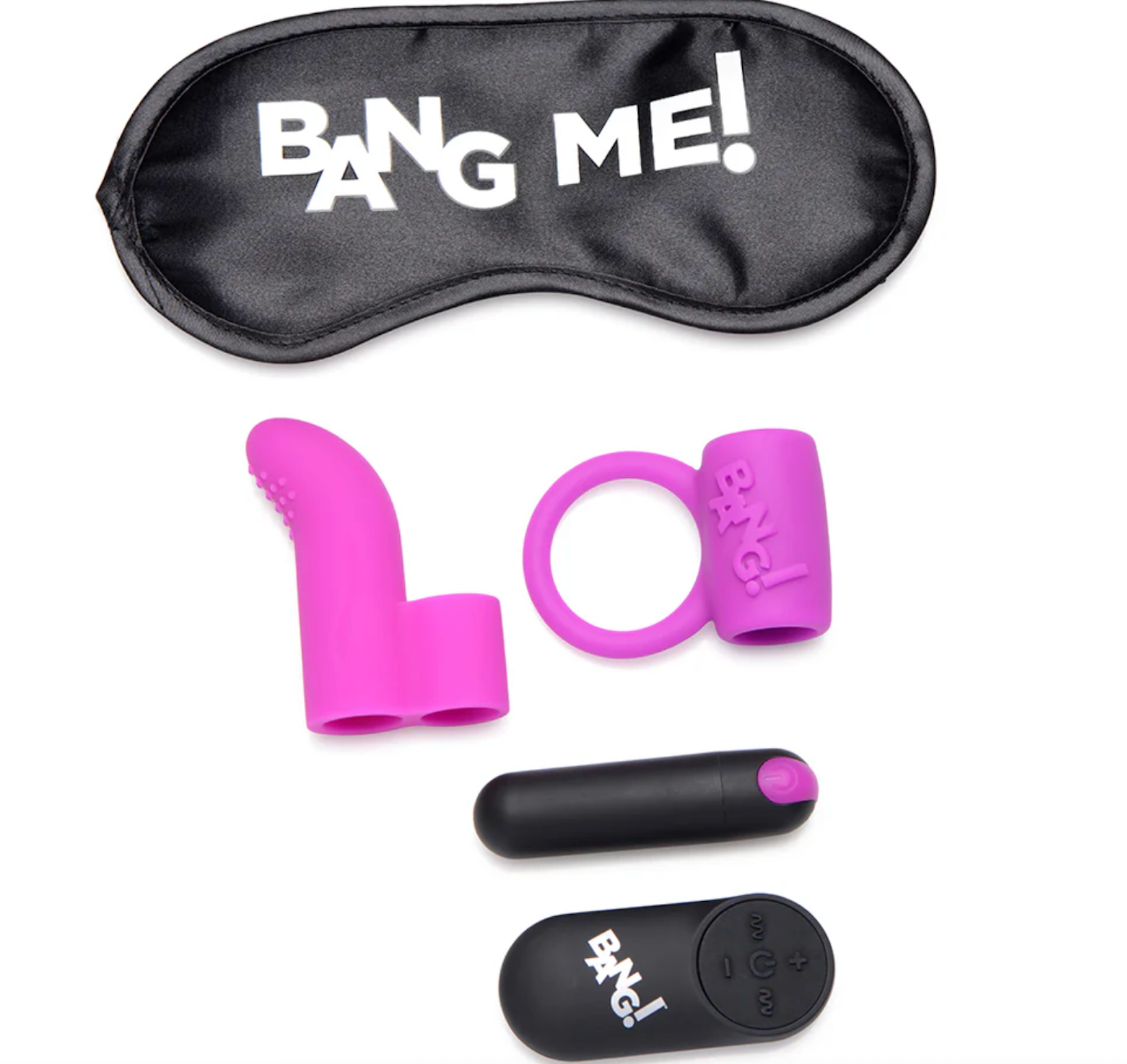 BANG! Finger and Vibrating Cock Ring Set With Blindfold BANG! Finger and Vibrating Cock Ring Set With Blindfold