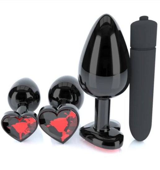 Set de tapones anales Stanley Steel Black Wellness con bala vibradora
