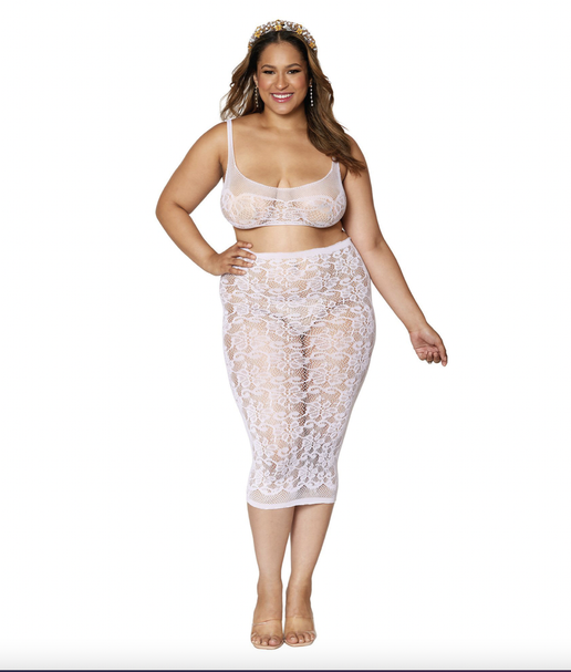 Bralette y falda lencera